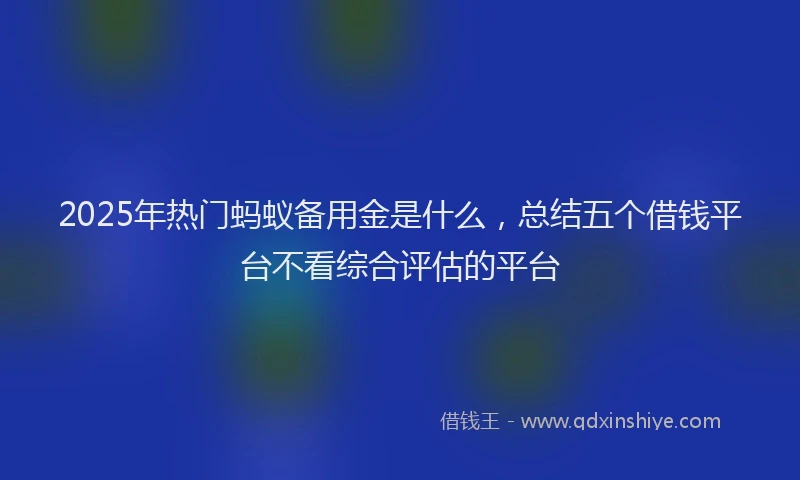 2025年热门蚂蚁备用金是什么，总结五个借钱平台不看综合评估的平台