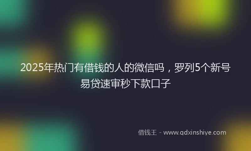 2025年热门有借钱的人的微信吗，罗列5个新号易贷速审秒下款口子