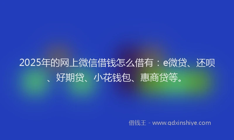 2025年的网上微信借钱怎么借有：e微贷、还呗、好期贷、小花钱包、惠商贷等。