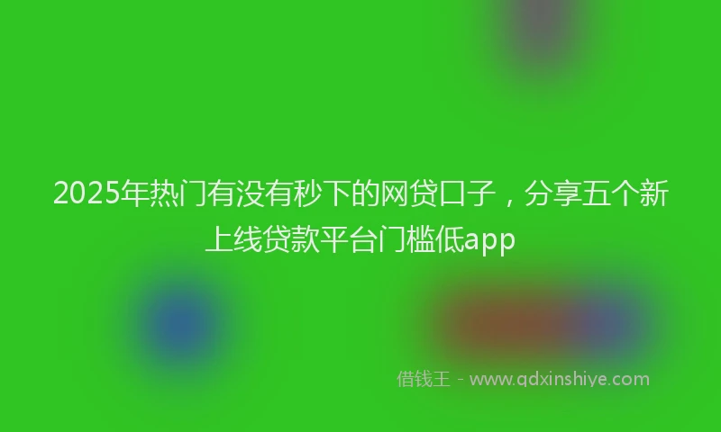 2025年热门有没有秒下的网贷口子，分享五个新上线贷款平台门槛低app