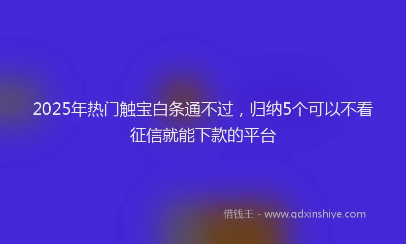 2025年热门触宝白条通不过，归纳5个可以不看征信就能下款的平台