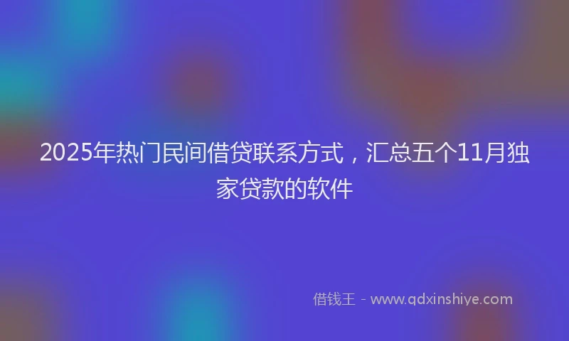 2025年热门民间借贷联系方式，汇总五个11月独家贷款的软件