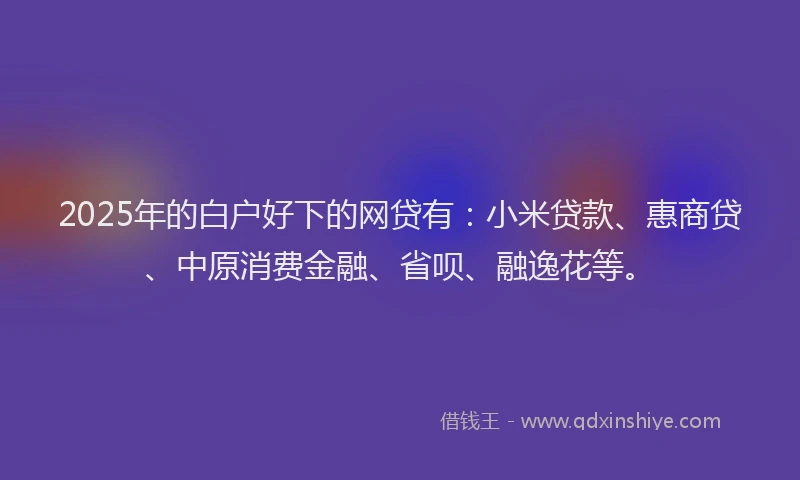 2025年的白户好下的网贷有：小米贷款、惠商贷、中原消费金融、省呗、融逸花等。