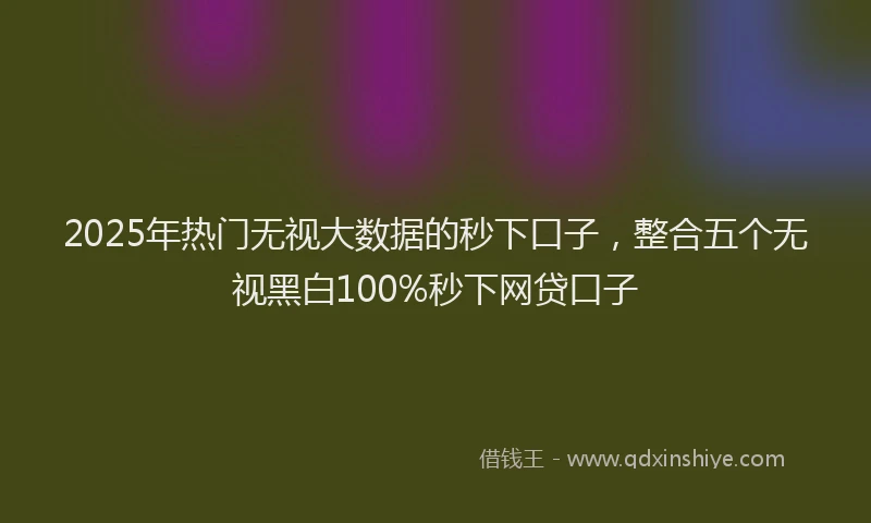 2025年热门无视大数据的秒下口子，整合五个无视黑白100%秒下网贷口子