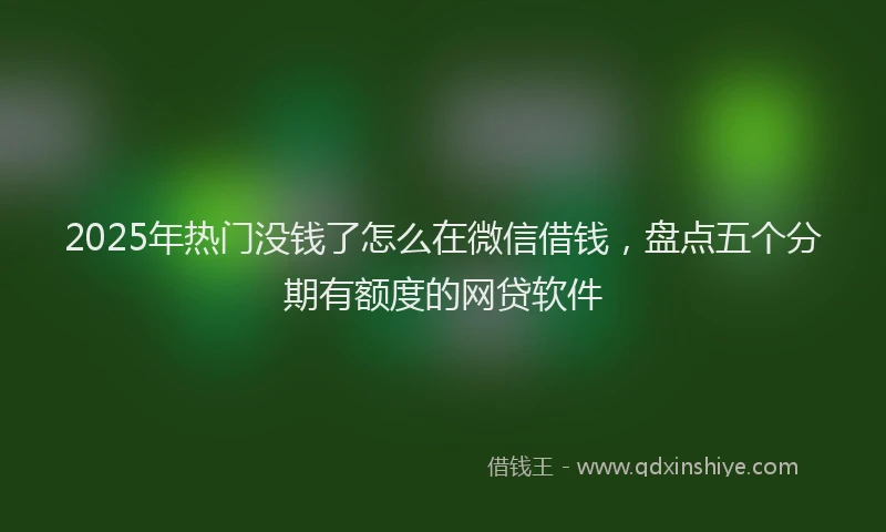 2025年热门没钱了怎么在微信借钱，盘点五个分期有额度的网贷软件