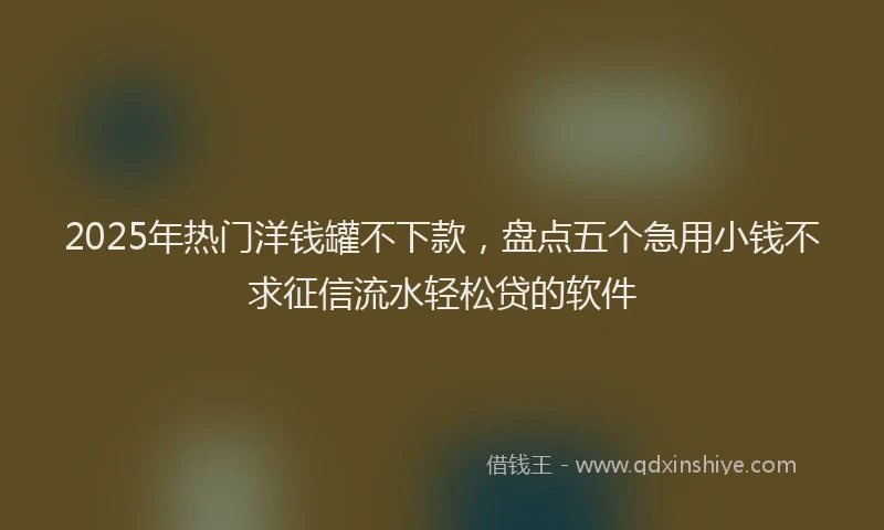 2025年热门洋钱罐不下款，盘点五个急用小钱不求征信流水轻松贷的软件