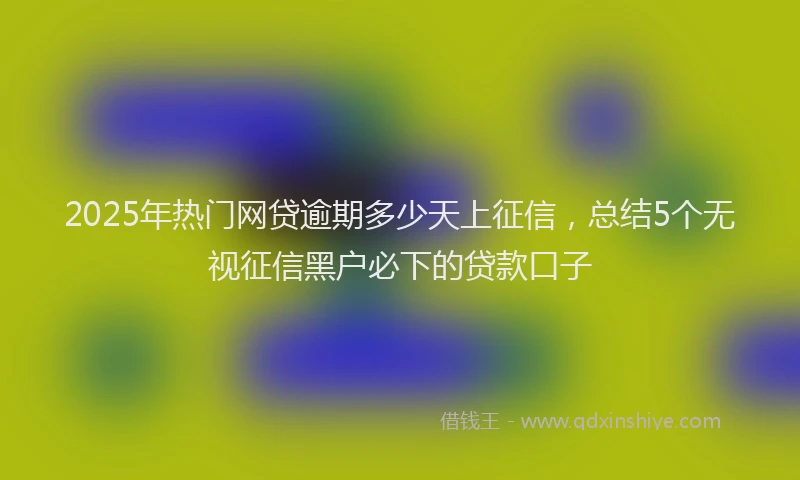 2025年热门网贷逾期多少天上征信，总结5个无视征信黑户必下的贷款口子