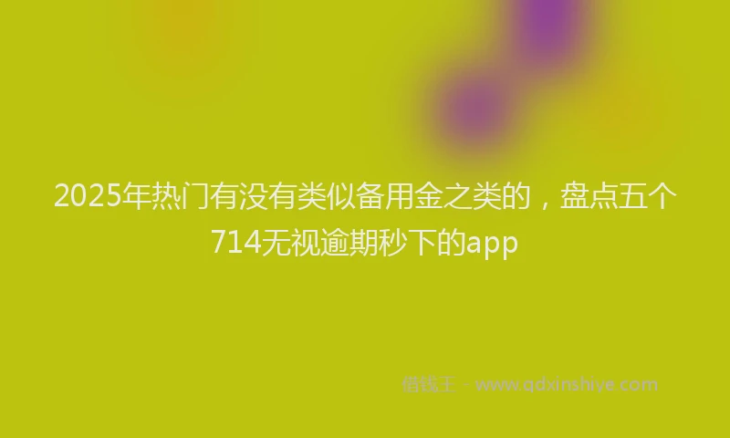 2025年热门有没有类似备用金之类的，盘点五个714无视逾期秒下的app