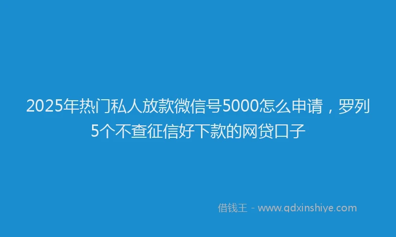 2025年热门私人放款微信号5000怎么申请，罗列5个不查征信好下款的网贷口子