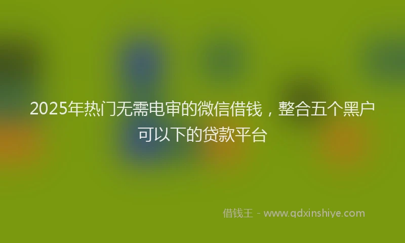 2025年热门无需电审的微信借钱，整合五个黑户可以下的贷款平台