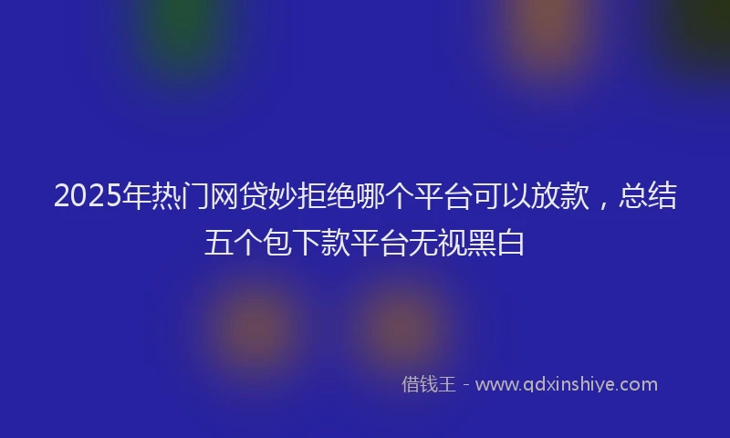 2025年热门网贷妙拒绝哪个平台可以放款，总结五个包下款平台无视黑白