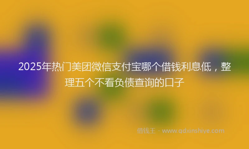 2025年热门美团微信支付宝哪个借钱利息低，整理五个不看负债查询的口子