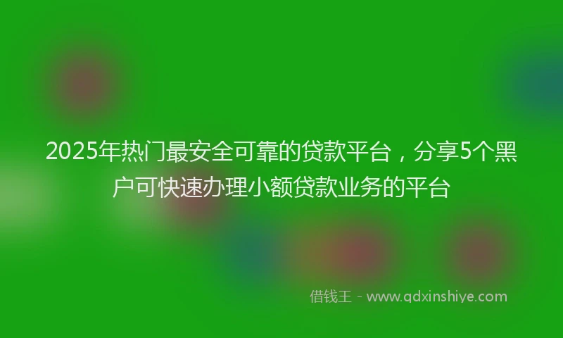 2025年热门最安全可靠的贷款平台，分享5个黑户可快速办理小额贷款业务的平台