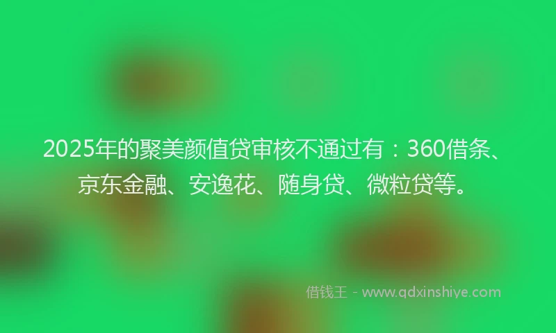 2025年的聚美颜值贷审核不通过有：360借条、京东金融、安逸花、随身贷、微粒贷等。