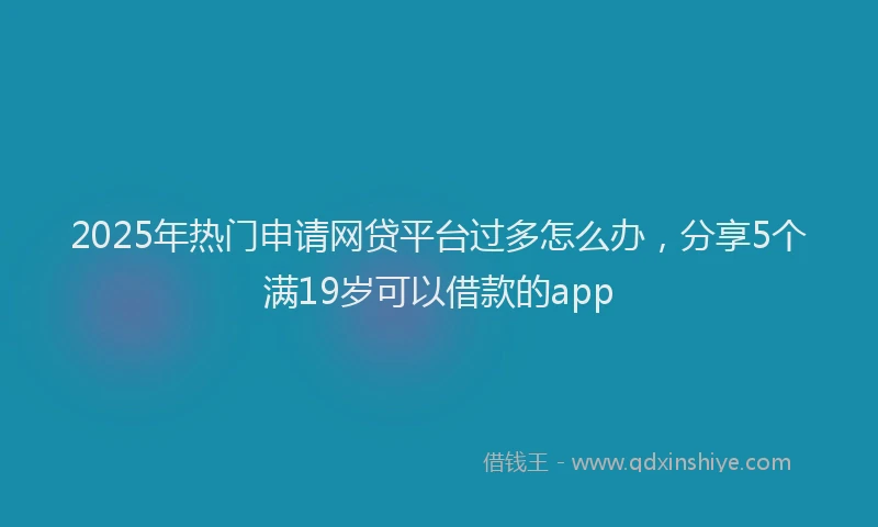 2025年热门申请网贷平台过多怎么办，分享5个满19岁可以借款的app