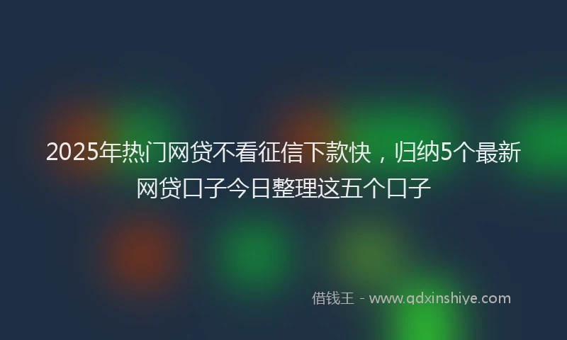 2025年热门网贷不看征信下款快，归纳5个最新网贷口子今日整理这五个口子