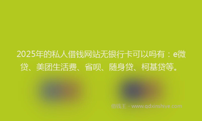 2025年的私人借钱网站无银行卡可以吗有：e微贷、美团生活费、省呗、随身贷、柯基贷等。