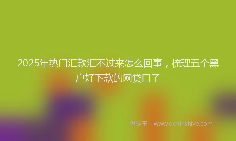 2025年热门汇款汇不过来怎么回事，梳理五个黑户好下款的网贷口子