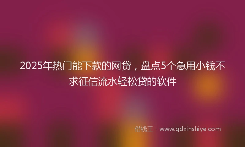 2025年热门能下款的网贷，盘点5个急用小钱不求征信流水轻松贷的软件