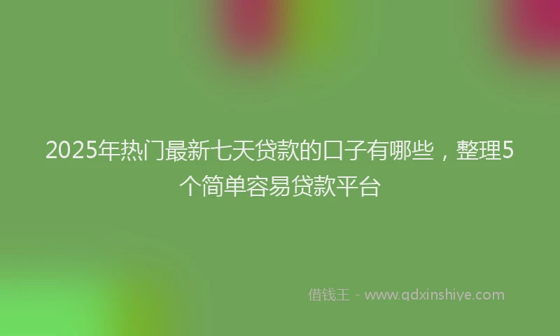 2025年热门最新七天贷款的口子有哪些，整理5个简单容易贷款平台