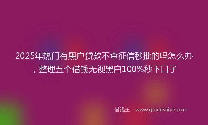 2025年热门有黑户贷款不查征信秒批的吗怎么办，整理五个借钱无视黑白100%秒下口子
