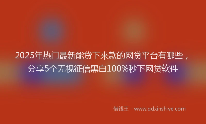 2025年热门最新能贷下来款的网贷平台有哪些，分享5个无视征信黑白100%秒下网贷软件