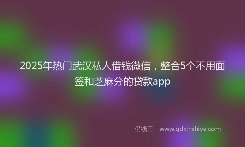 2025年热门武汉私人借钱微信，整合5个不用面签和芝麻分的贷款app