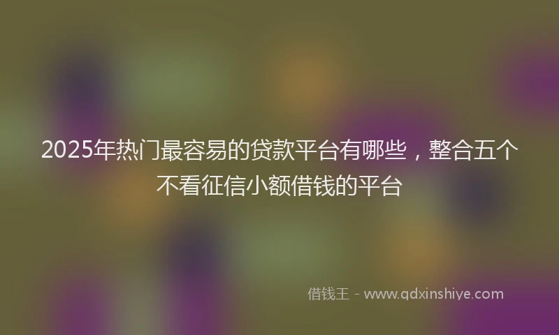 2025年热门最容易的贷款平台有哪些，整合五个不看征信小额借钱的平台