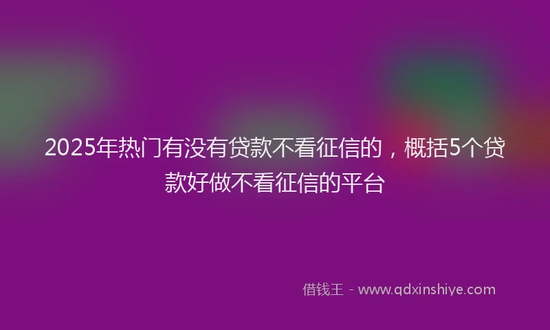 2025年热门有没有贷款不看征信的，概括5个贷款好做不看征信的平台