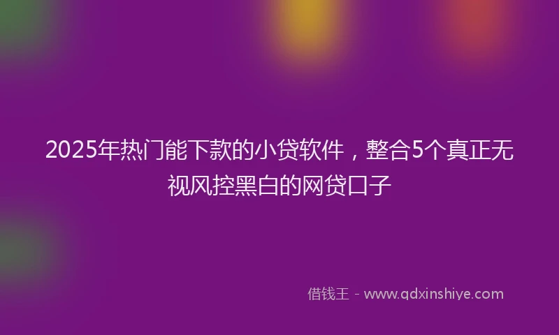 2025年热门能下款的小贷软件，整合5个真正无视风控黑白的网贷口子