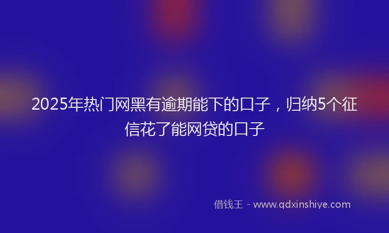 2025年热门网黑有逾期能下的口子，归纳5个征信花了能网贷的口子