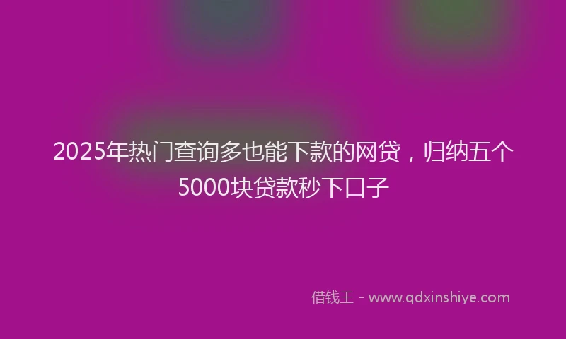 2025年热门查询多也能下款的网贷，归纳五个5000块贷款秒下口子