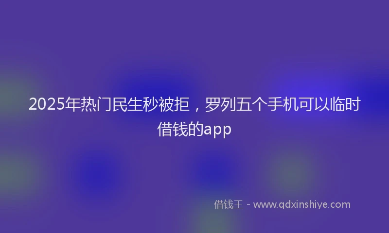 2025年热门民生秒被拒，罗列五个手机可以临时借钱的app