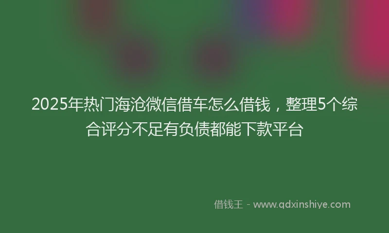 2025年热门海沧微信借车怎么借钱，整理5个综合评分不足有负债都能下款平台