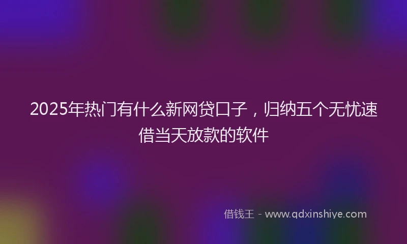 2025年热门有什么新网贷口子，归纳五个无忧速借当天放款的软件