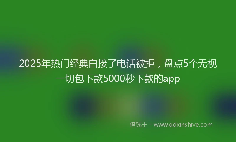 2025年热门经典白接了电话被拒，盘点5个无视一切包下款5000秒下款的app