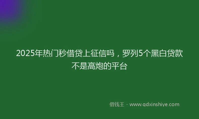 2025年热门秒借贷上征信吗，罗列5个黑白贷款不是高炮的平台