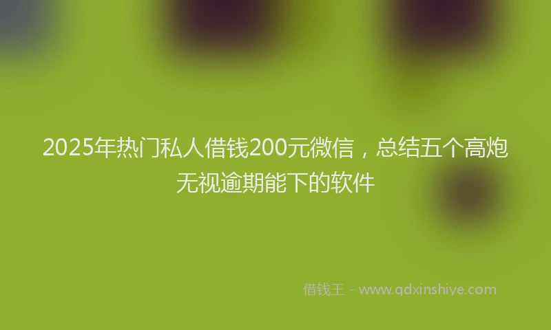 2025年热门私人借钱200元微信，总结五个高炮无视逾期能下的软件