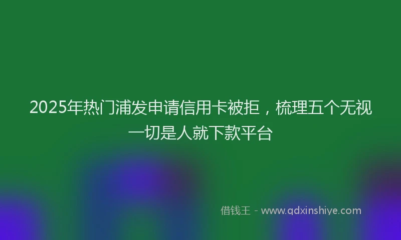 2025年热门浦发申请信用卡被拒，梳理五个无视一切是人就下款平台