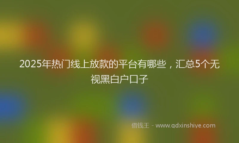 2025年热门线上放款的平台有哪些，汇总5个无视黑白户口子