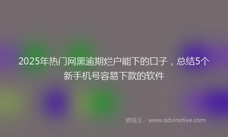 2025年热门网黑逾期烂户能下的口子，总结5个新手机号容易下款的软件
