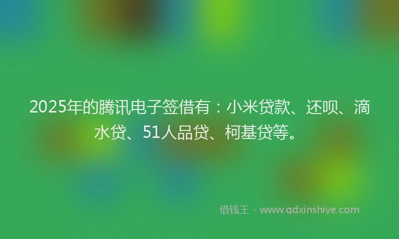 2025年的腾讯电子签借有：小米贷款、还呗、滴水贷、51人品贷、柯基贷等。
