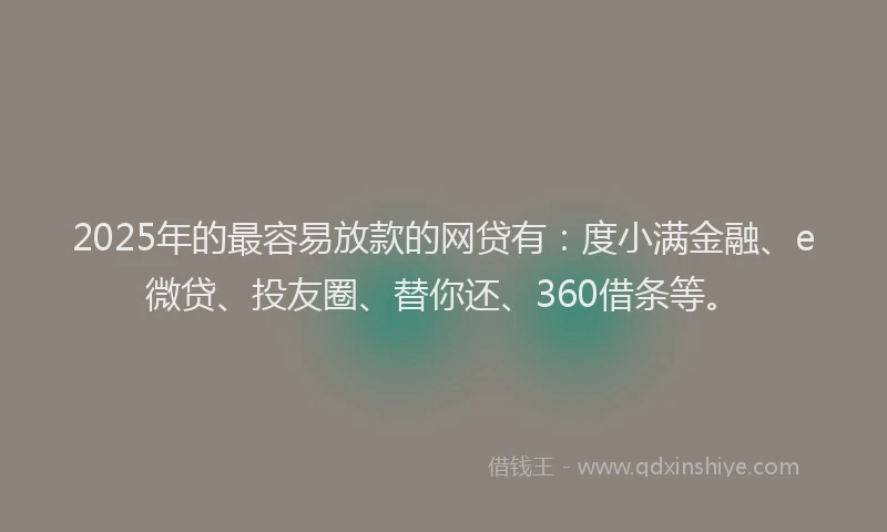 2025年的最容易放款的网贷有：度小满金融、e微贷、投友圈、替你还、360借条等。