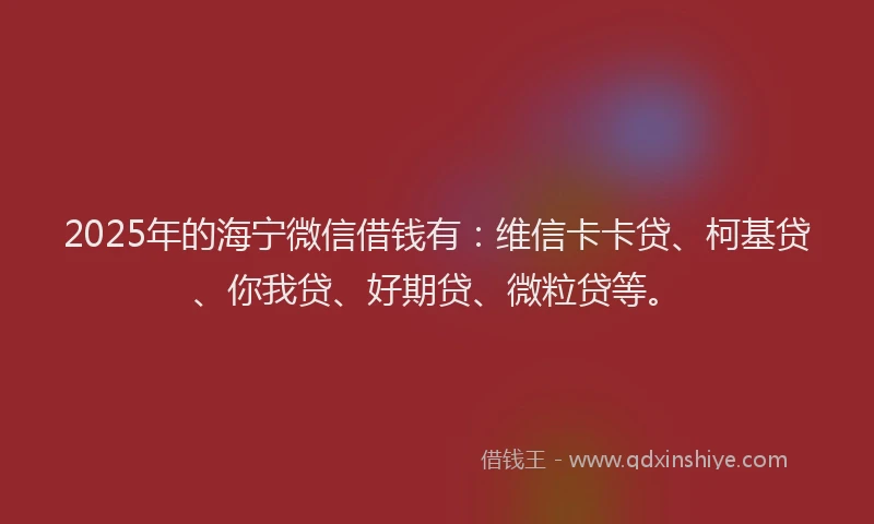 2025年的海宁微信借钱有：维信卡卡贷、柯基贷、你我贷、好期贷、微粒贷等。