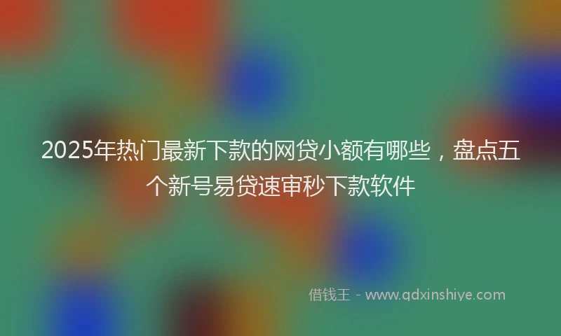 2025年热门最新下款的网贷小额有哪些，盘点五个新号易贷速审秒下款软件