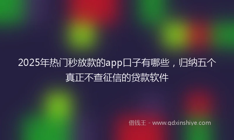 2025年热门秒放款的app口子有哪些，归纳五个真正不查征信的贷款软件