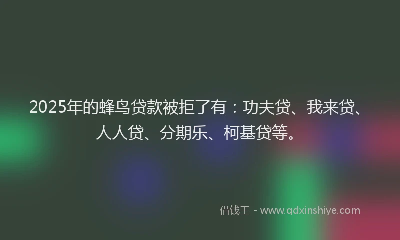 2025年的蜂鸟贷款被拒了有：功夫贷、我来贷、人人贷、分期乐、柯基贷等。