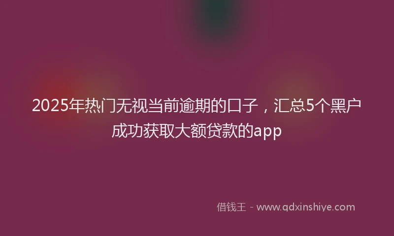 2025年热门无视当前逾期的口子，汇总5个黑户成功获取大额贷款的app