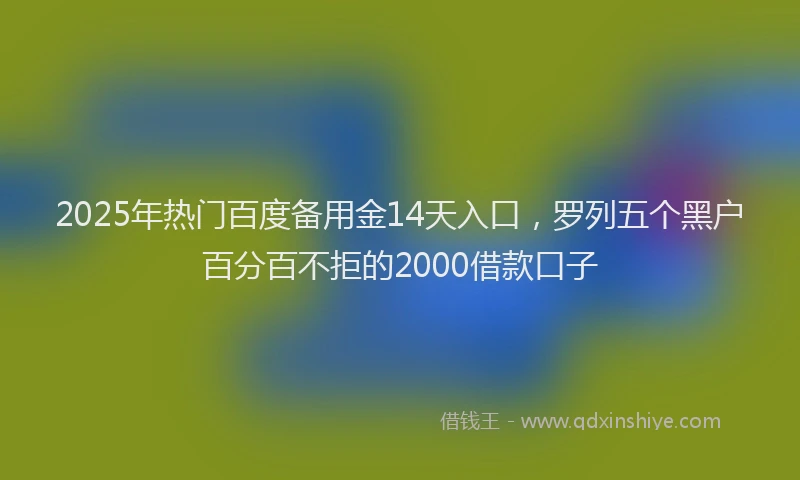 2025年热门百度备用金14天入口，罗列五个黑户百分百不拒的2000借款口子