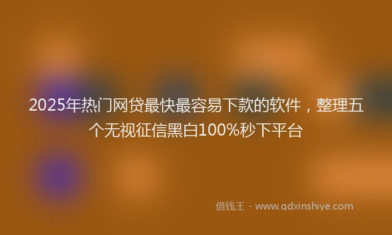 2025年热门网贷最快最容易下款的软件，整理五个无视征信黑白100%秒下平台